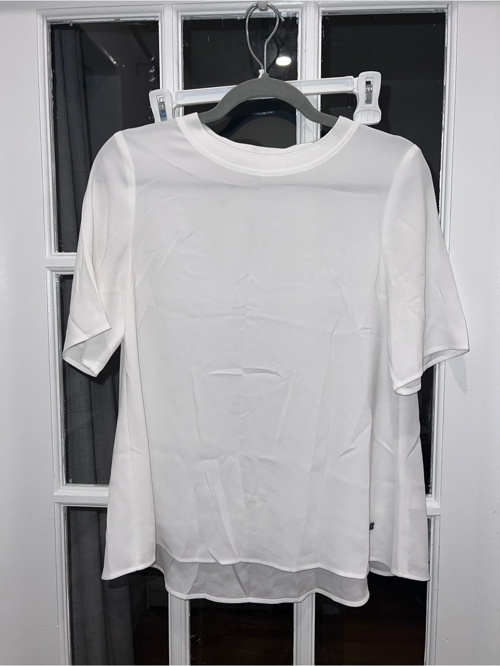 Bogner White Short-Sleeve Crewneck Blouse S